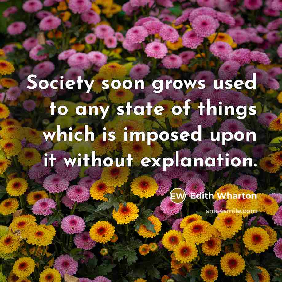 “Society soon grows used to any state of things which…” quote by Edith Wharton
