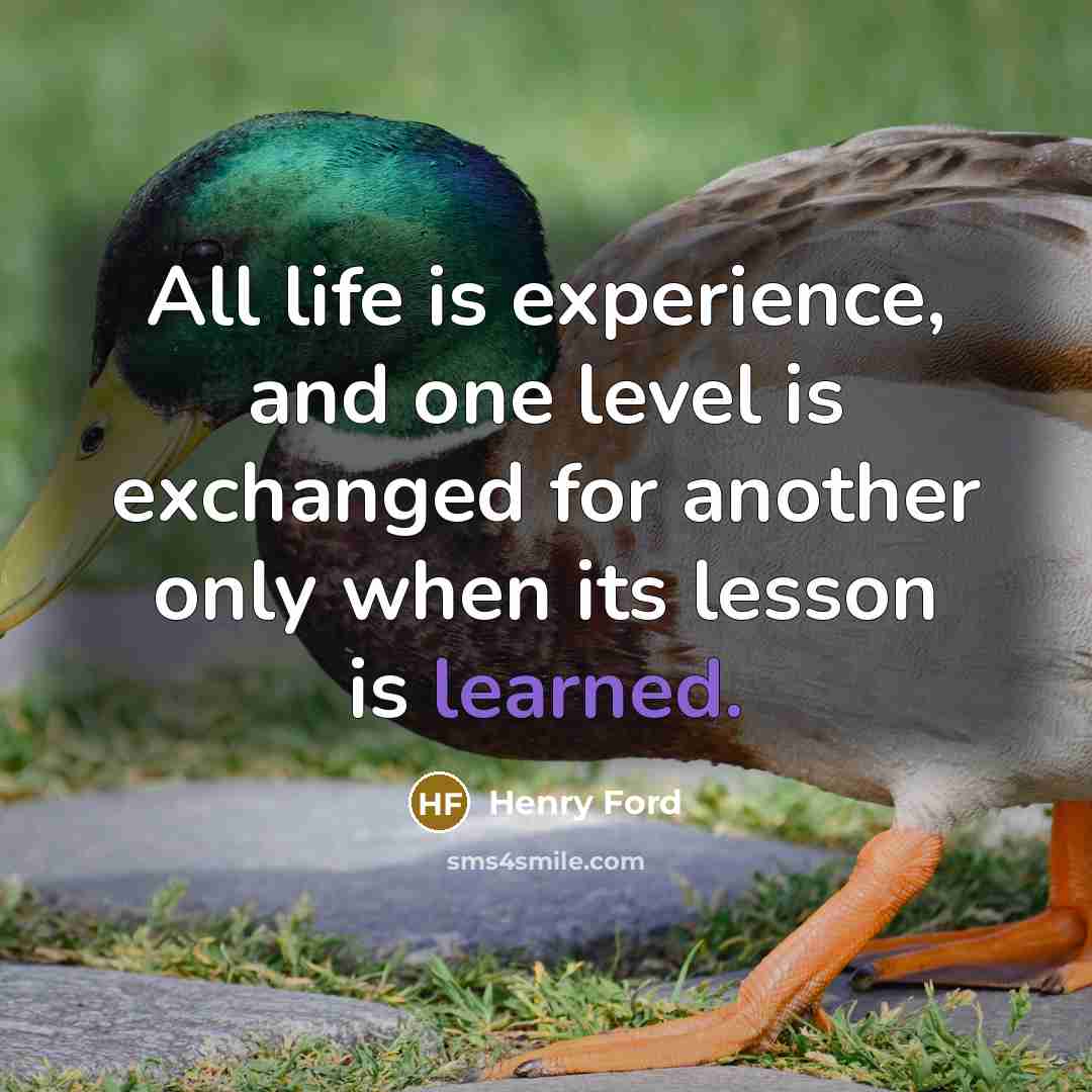 “All life is experience, and one level is exchanged for…” quote by Henry Ford