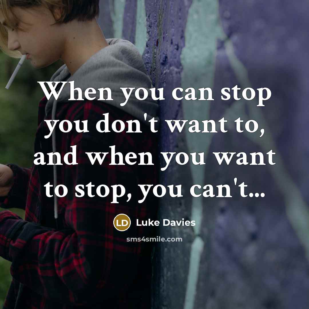 “When you can stop you don't want to, and when…” quote by Luke Davies