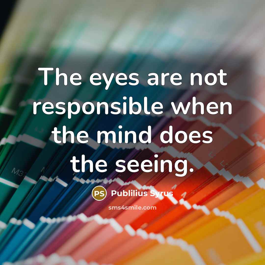 “The eyes are not responsible when the mind does the seeing.” quote by Publilius Syrus