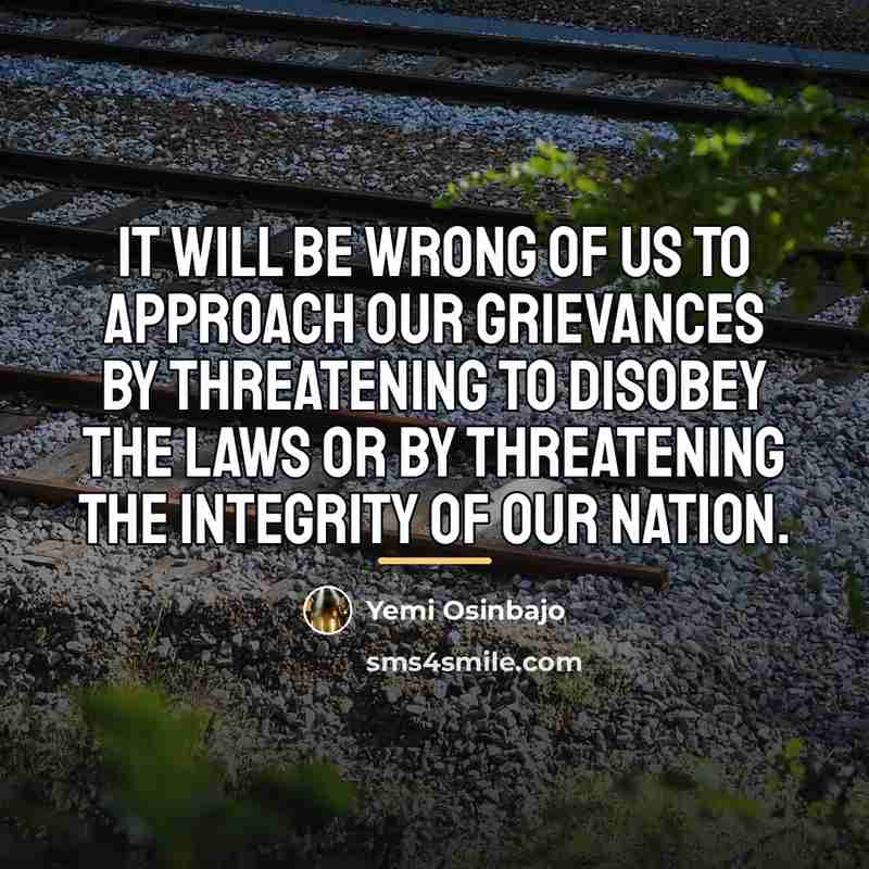 “It will be wrong of us to approach our grievances…” quote by Yemi Osinbajo