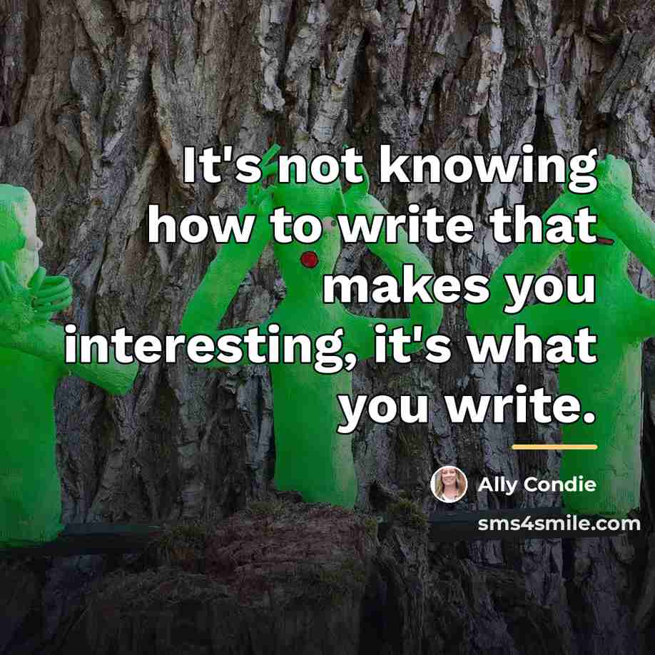 “It's not knowing how to write that makes you interesting,…” quote by Ally Condie