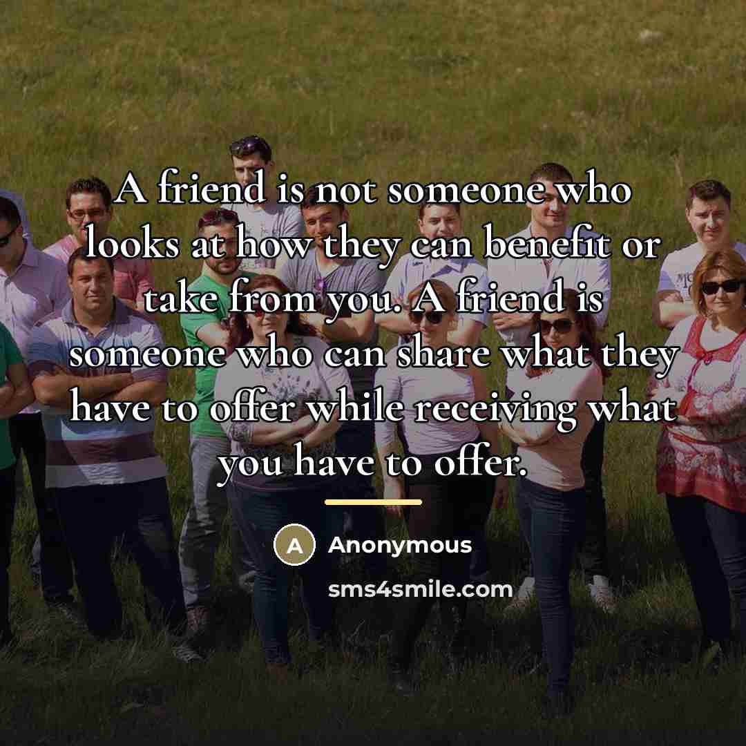 “A friend is not someone who looks at how they…” quote by Anonymous