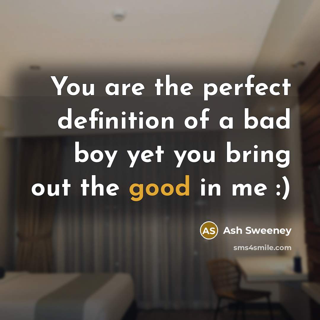 “You are the perfect definition of a bad boy yet…” quote by Ash Sweeney
