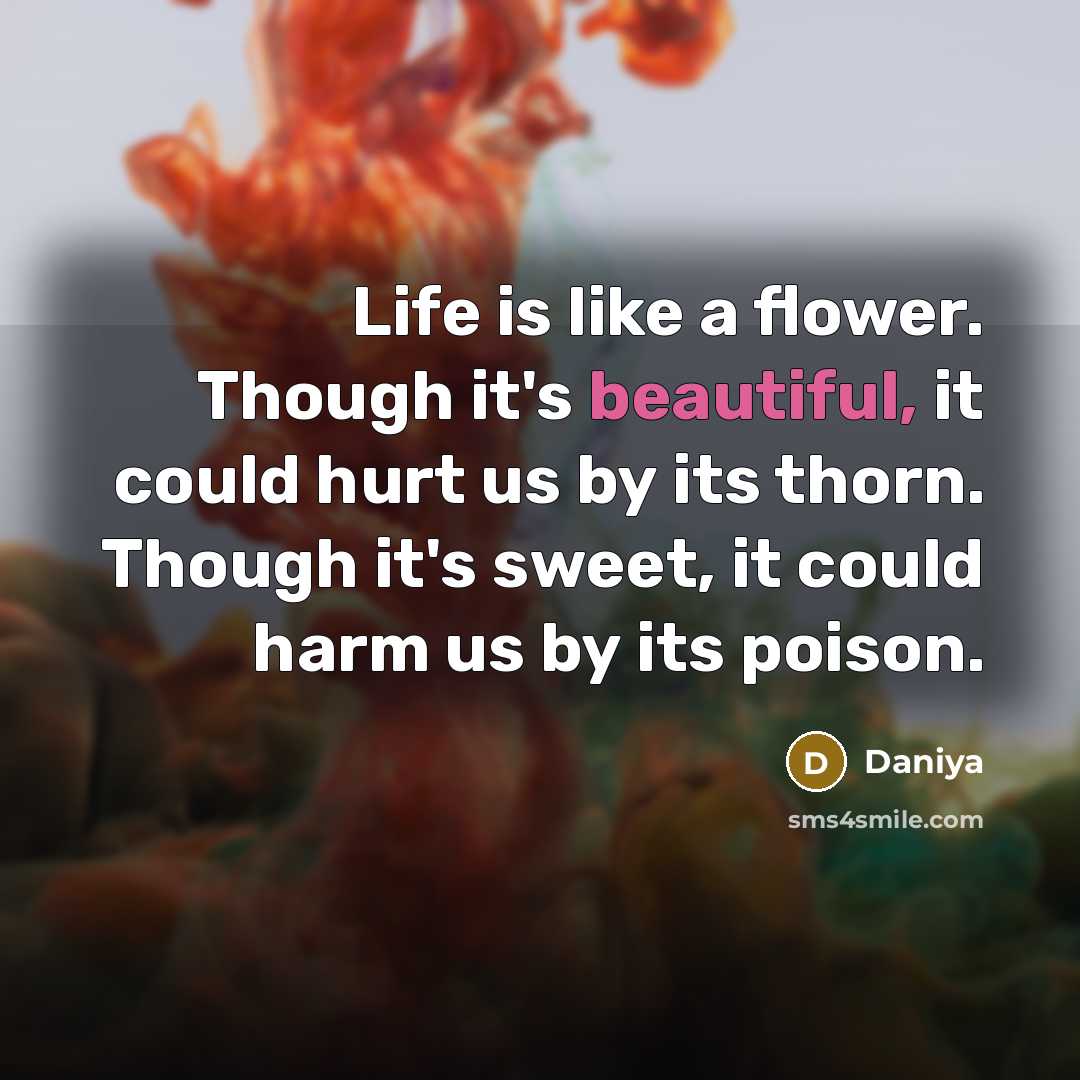 “Life is like a flower. Though it's beautiful, it could…” quote by Daniya