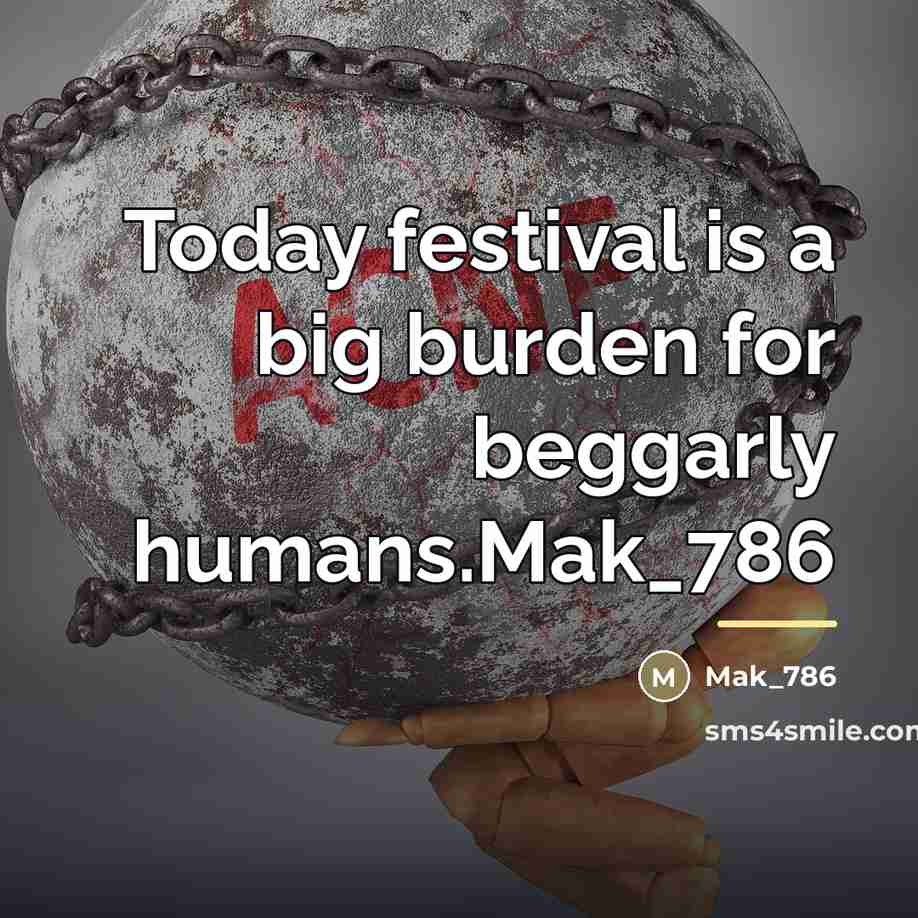 “Today festival is a big burden for beggarly humans.Mak_786…” quote by Mak_786