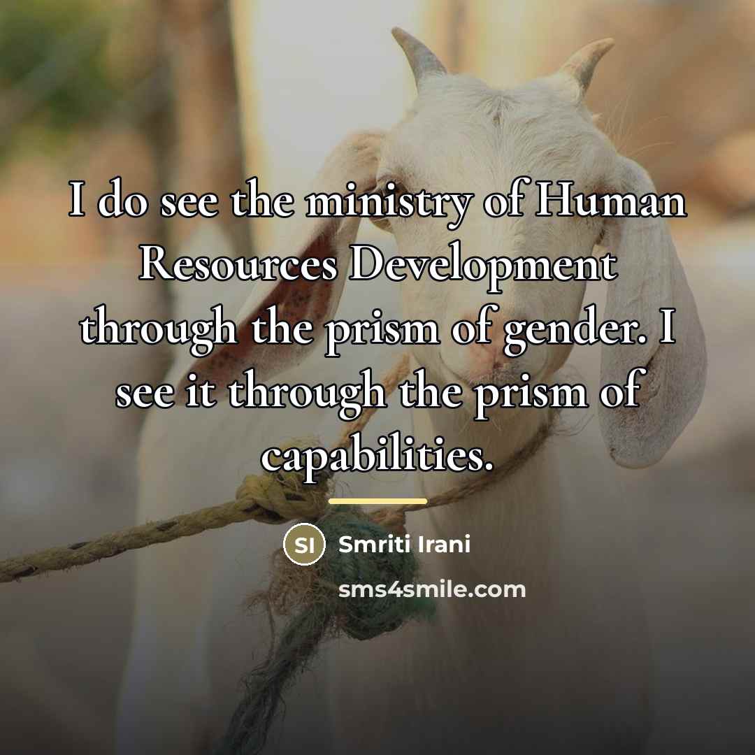 “I do see the ministry of Human Resources Development through…” quote by Smriti Irani