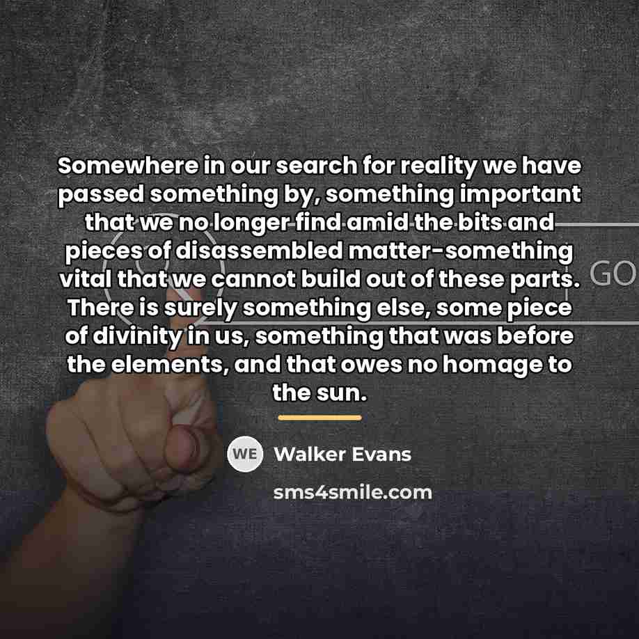 “Somewhere in our search for reality we have passed something…” quote by Walker Evans