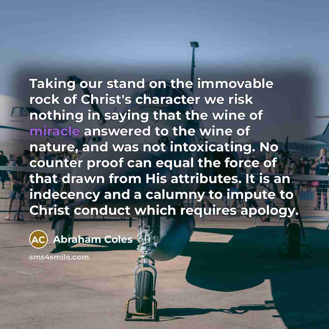 “Taking our stand on the immovable rock of Christ's character…” quote by Abraham Coles