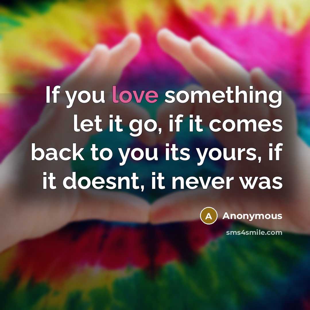 “If you love something let it go, if it comes back to you its yours, if it doesnt, it never was” quote by Anonymous