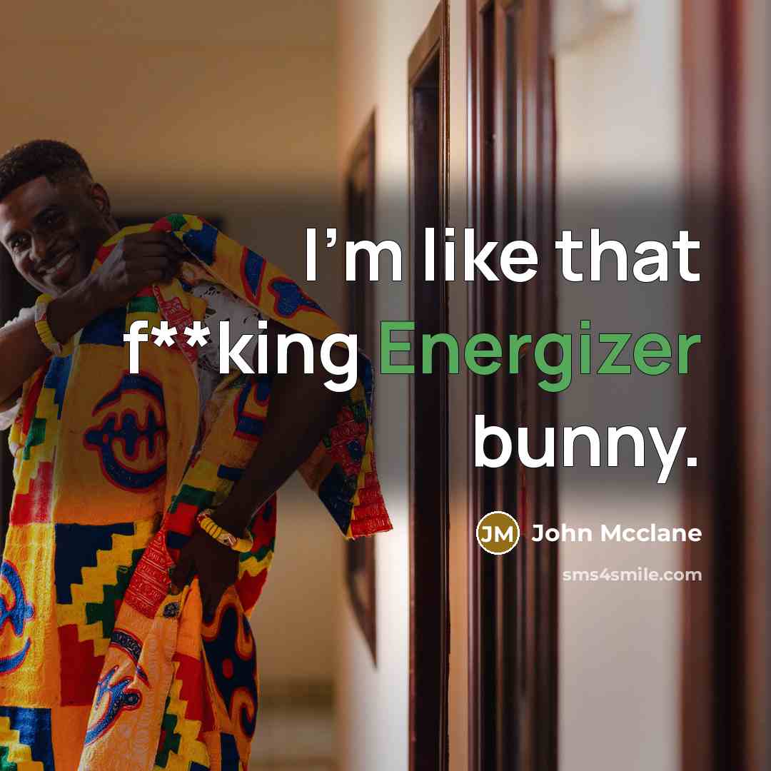 “I'm like that f**king Energizer bunny.” quote by John Mcclane