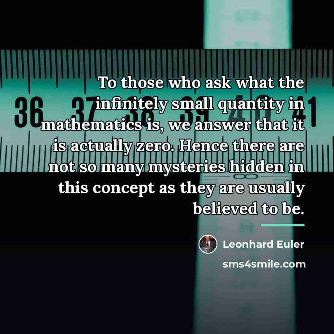 “To those who ask what the infinitely small quantity in…” quote by Leonhard Euler
