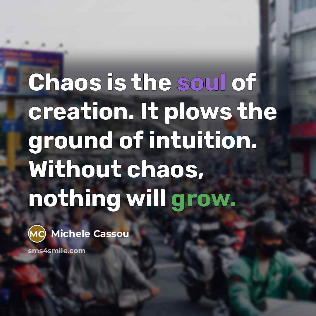 “Chaos is the soul of creation. It plows the ground…” quote by Michele Cassou