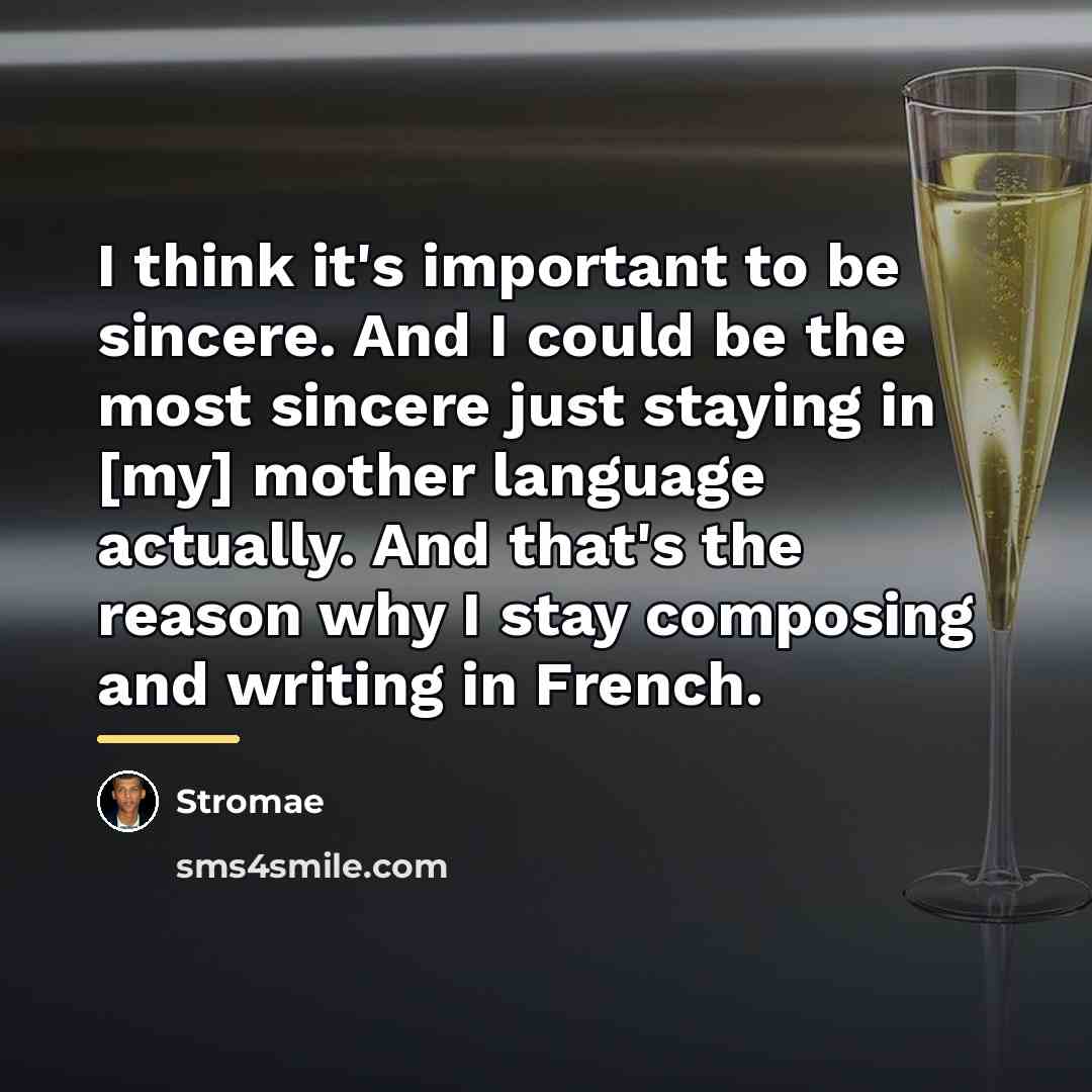 “I think it's important to be sincere. And I could…” quote by Stromae