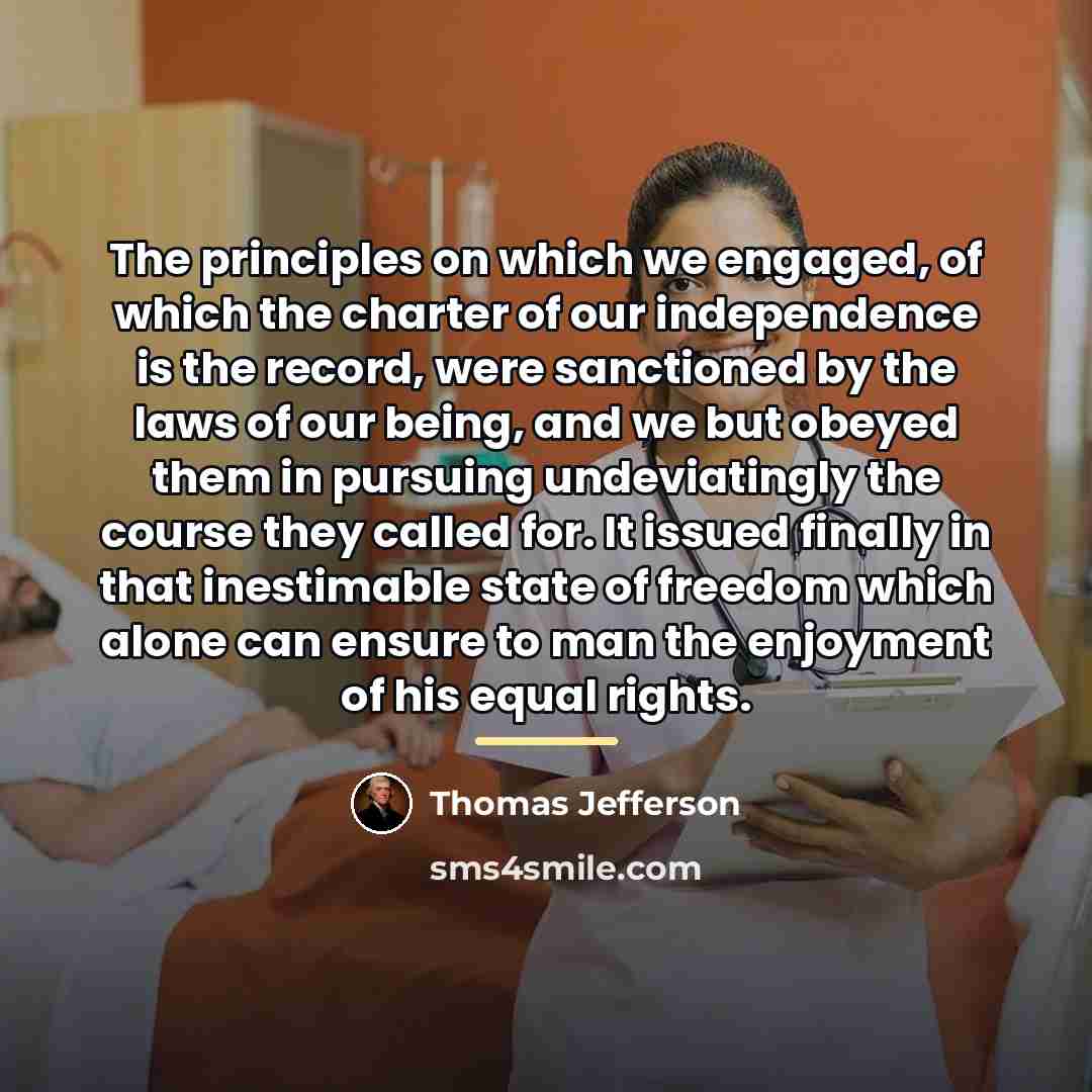 “The principles on which we engaged, of which the charter…” quote by Thomas Jefferson