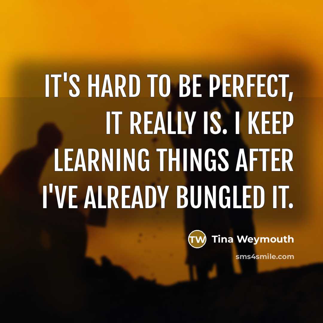 “It's hard to be perfect, It really is. I keep…” quote by Tina Weymouth