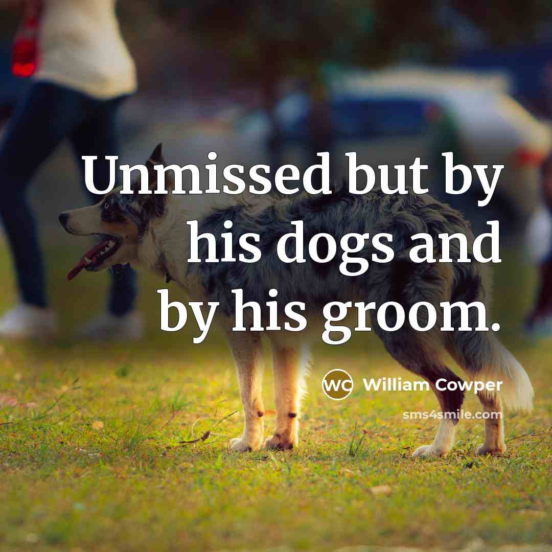“Unmissed but by his dogs and by his groom.…” quote by William Cowper