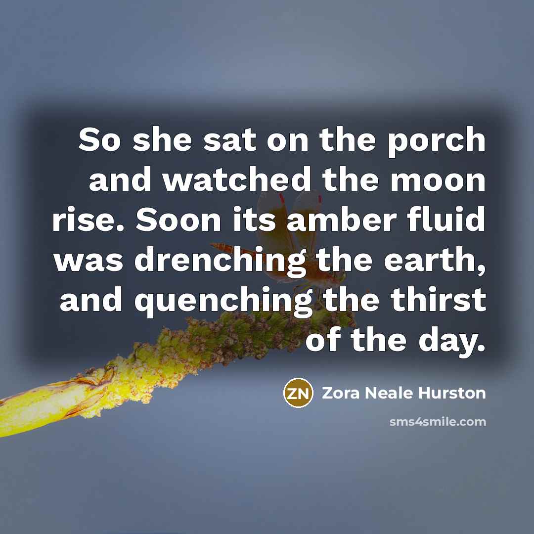 “So she sat on the porch and watched the moon…” quote by Zora Neale Hurston