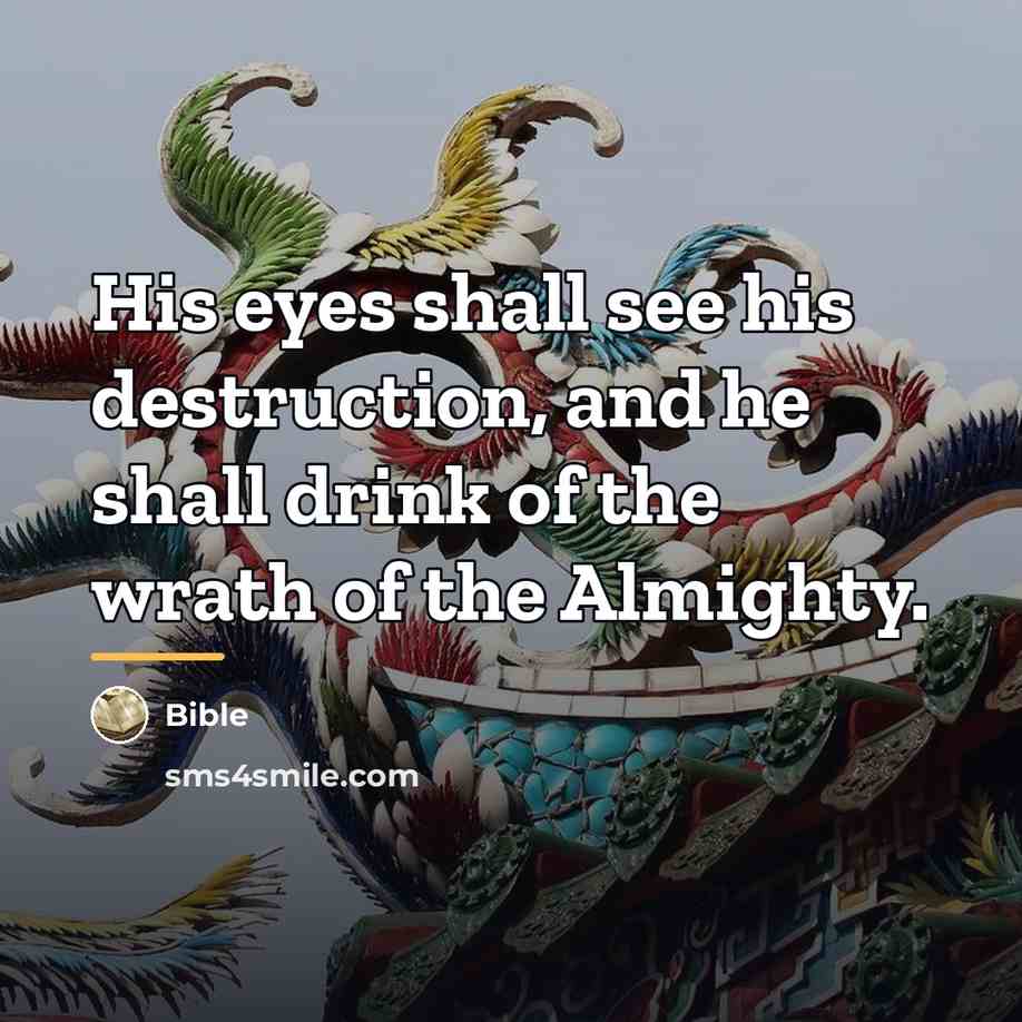 “His eyes shall see his destruction, and he shall drink…” quote by Bible
