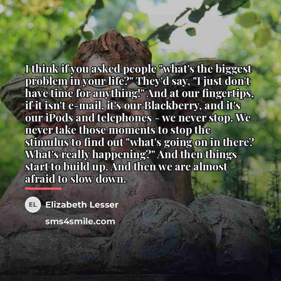 “I think if you asked people "what's the biggest problem…” quote by Elizabeth Lesser