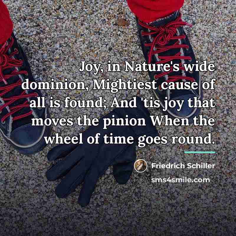 “Joy, in Nature's wide dominion, Mightiest cause of all is…” quote by Friedrich Schiller