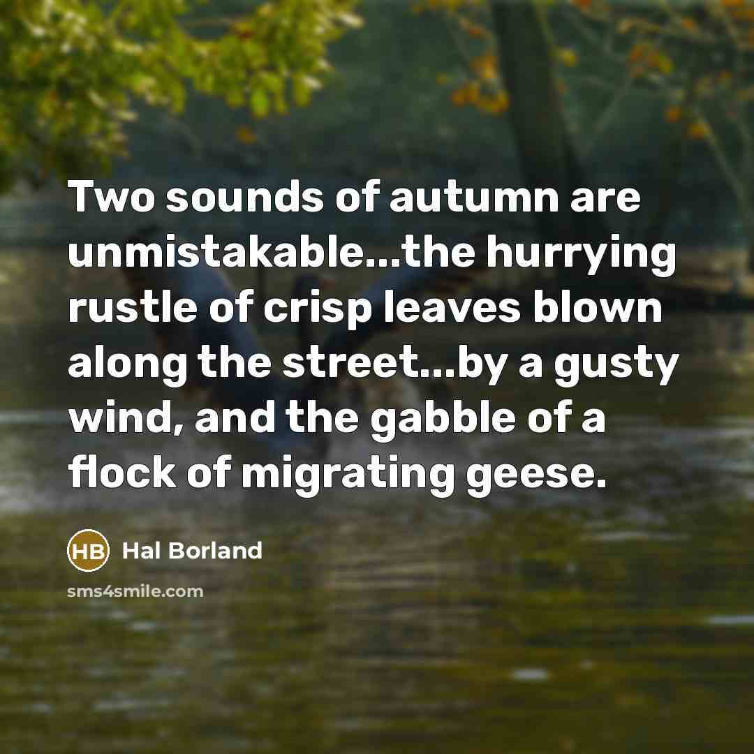 “Two sounds of autumn are unmistakable...the hurrying rustle of crisp…” quote by Hal Borland