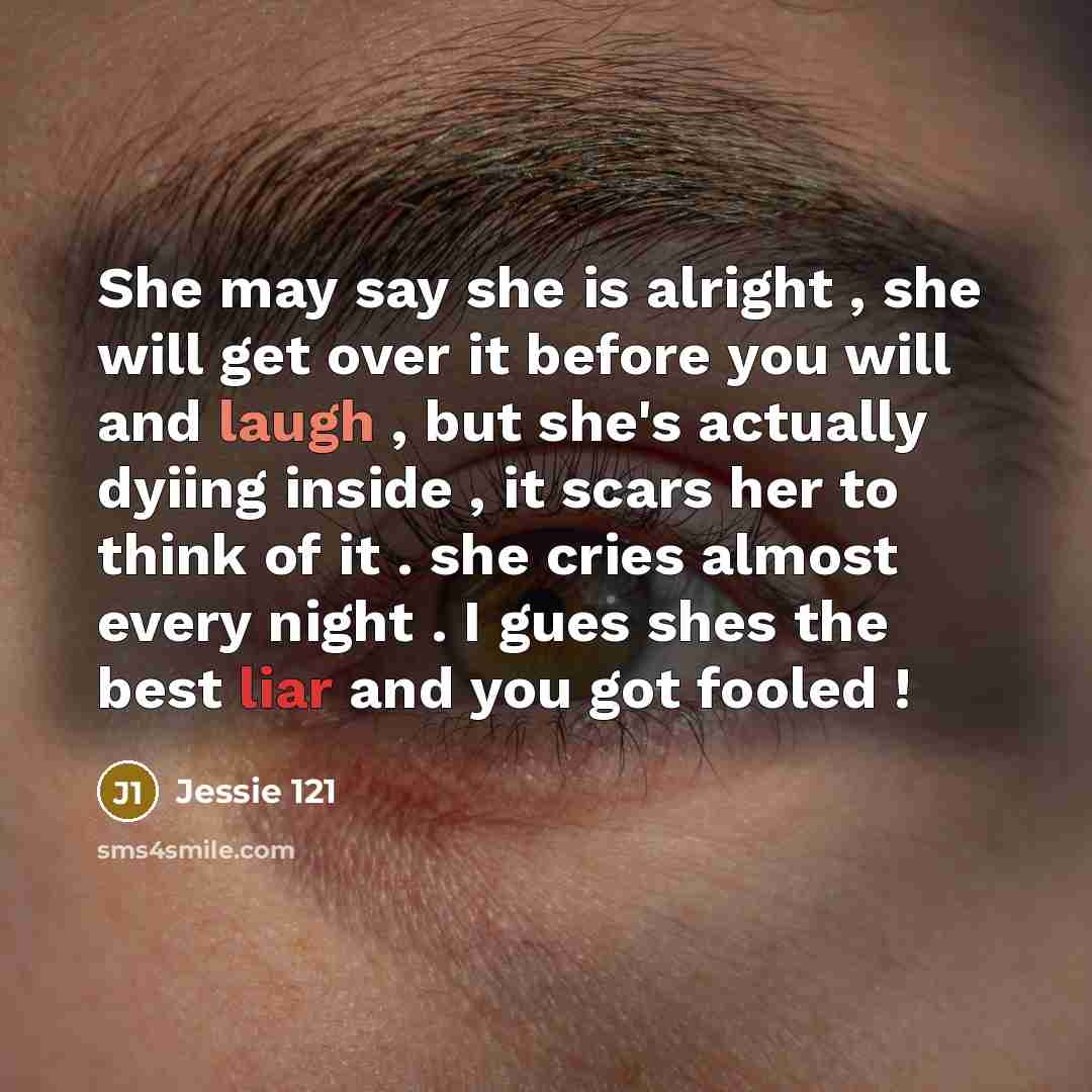 “She may say she is alright , she will get…” quote by Jessie 121