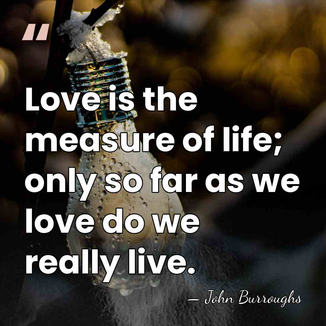 Love is the measure of life; only so far as we love&hellip; - John Burroughs