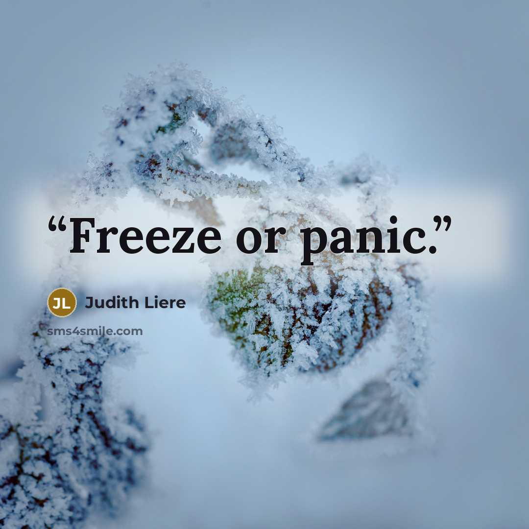 “Freeze or panic.” quote by Judith Liere