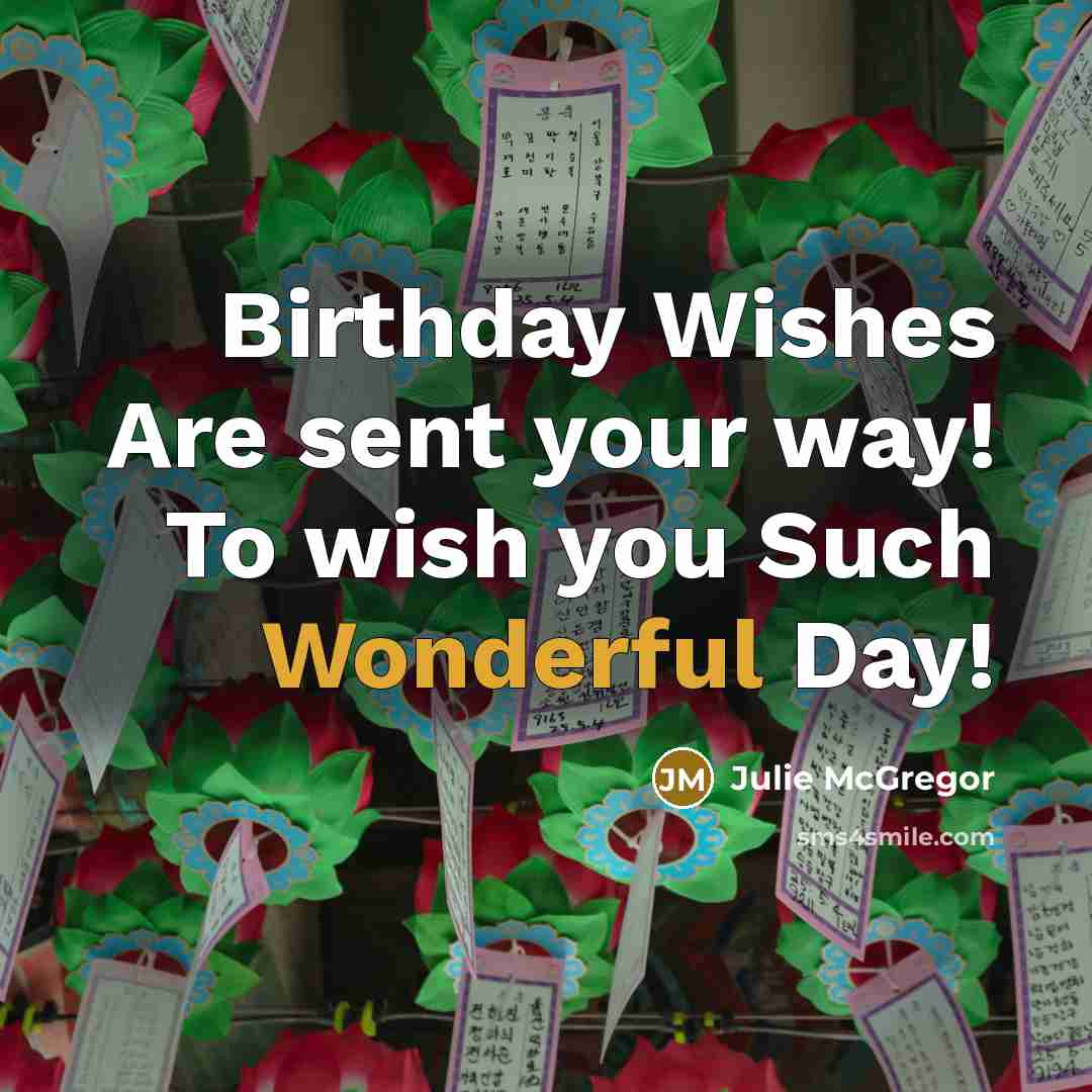 “Birthday Wishes Are sent your way! To wish you Such…” quote by Julie McGregor