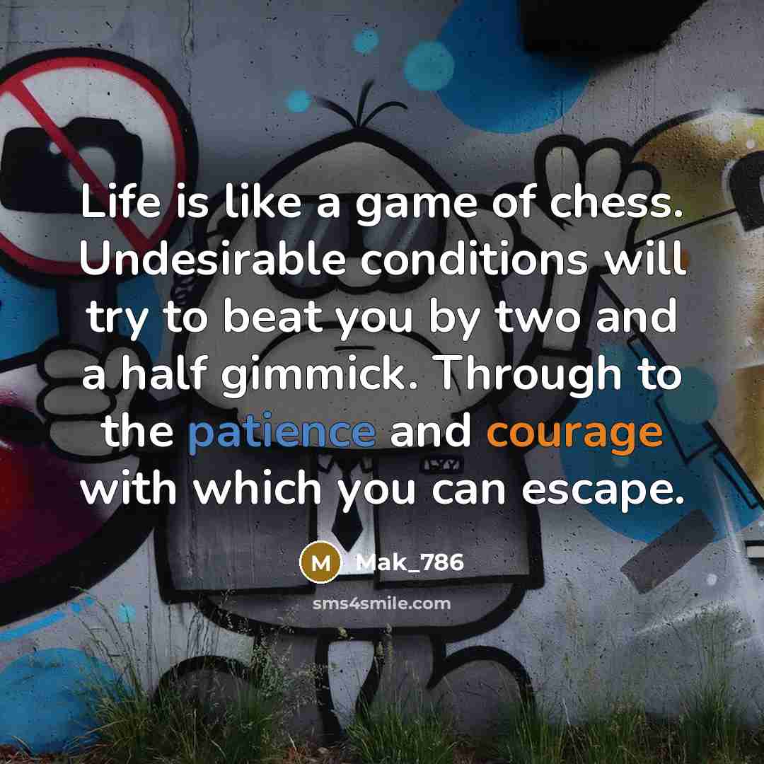 “Life is like a game of chess. Undesirable conditions will try to beat you by two and a half gimmick. Through to the patience and courage with which you can escape.” quote by Mak_786