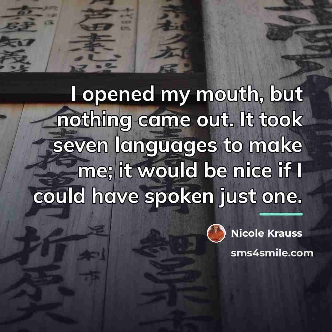 “I opened my mouth, but nothing came out. It took…” quote by Nicole Krauss