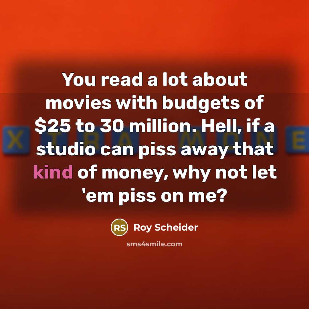 “You read a lot about movies with budgets of $25…” quote by Roy Scheider