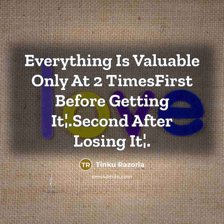 “Everything Is Valuable Only At 2 TimesFirst Before Getting It¦.Second…” quote by Tinku Razoria