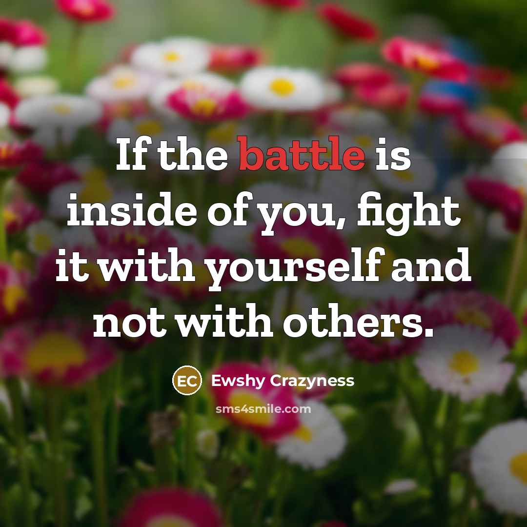 “If the battle is inside of you, fight it with…” quote by Ewshy Crazyness