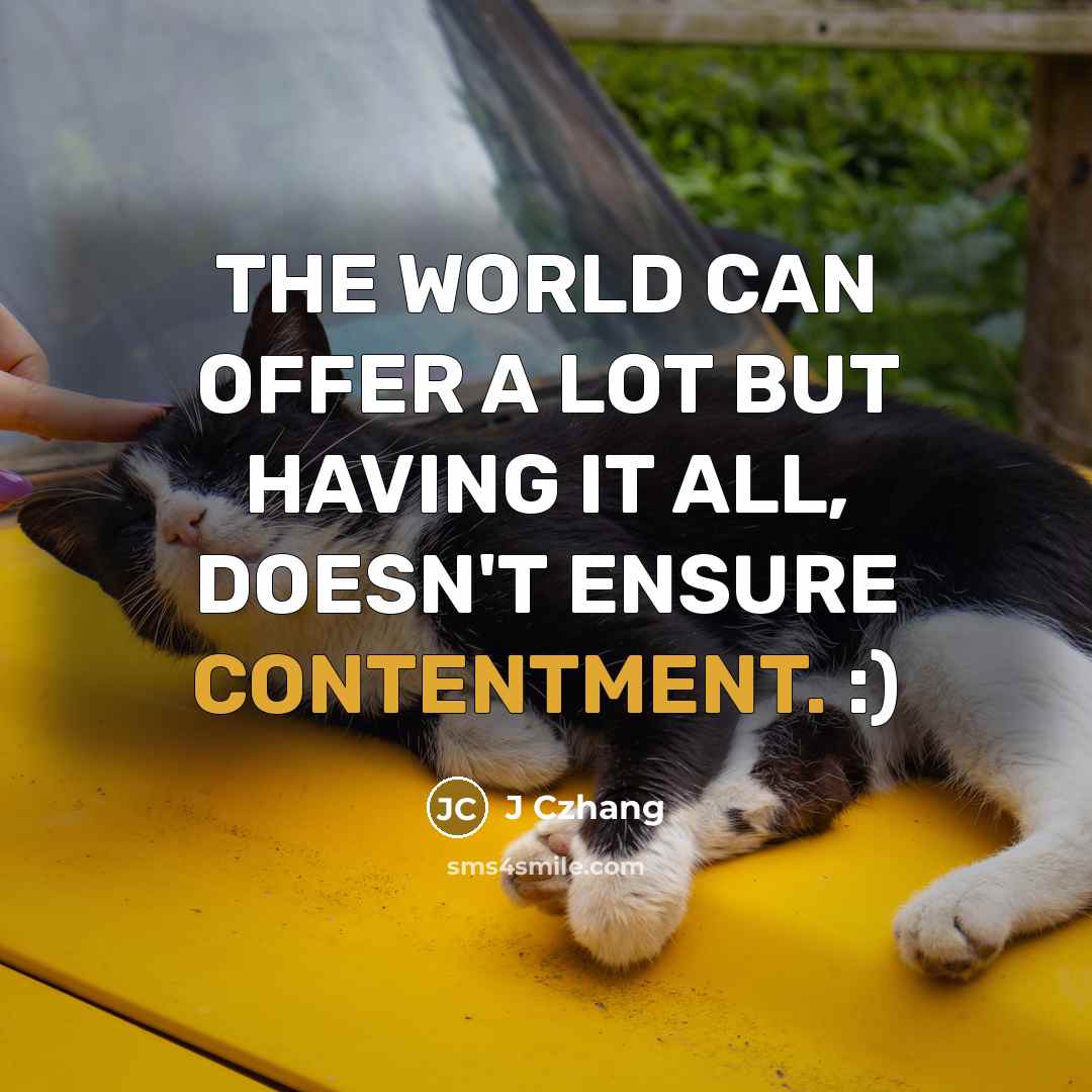“THE WORLD CAN OFFER A LOT BUT HAVING IT ALL,…” quote by J Czhang
