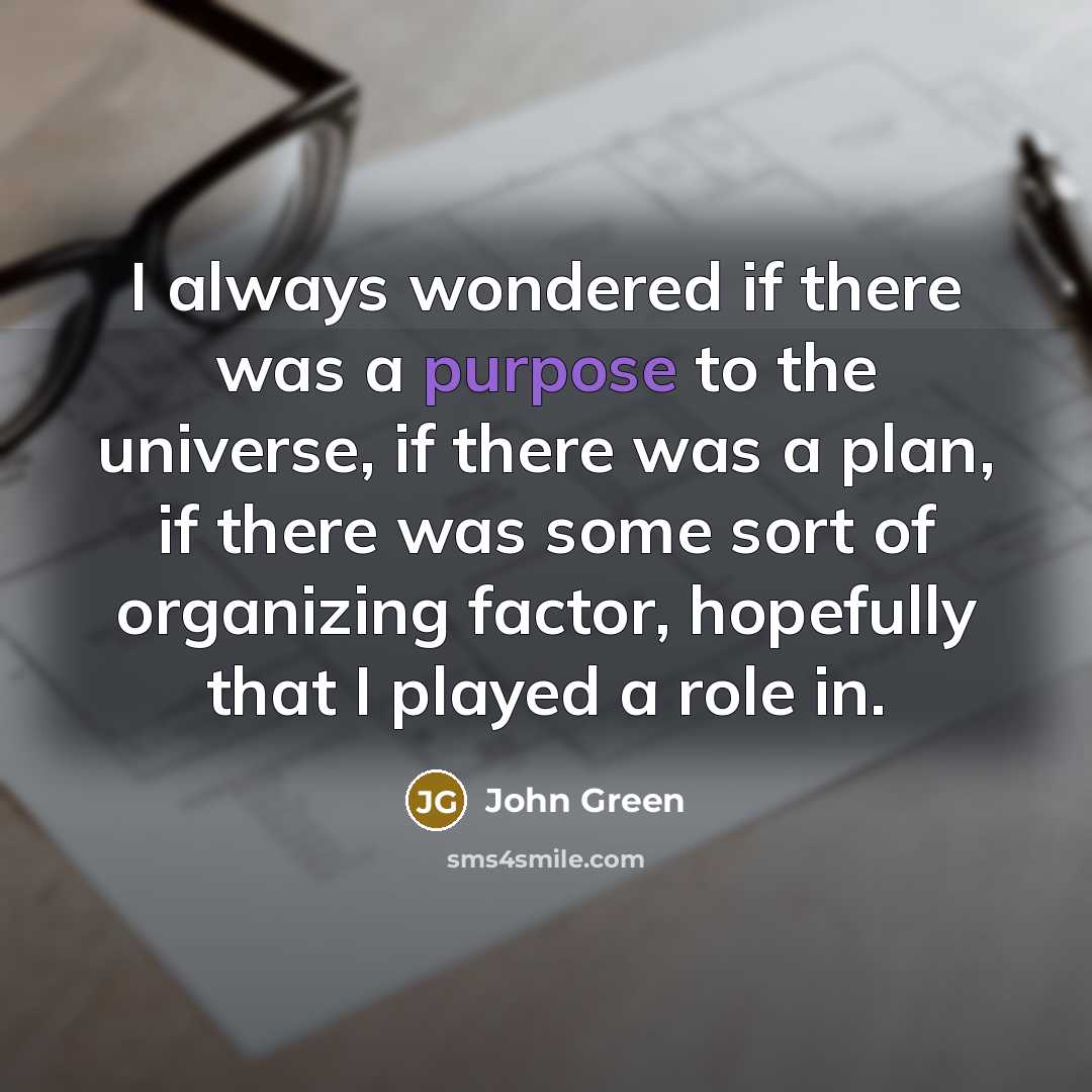 “I always wondered if there was a purpose to the…” quote by John Green