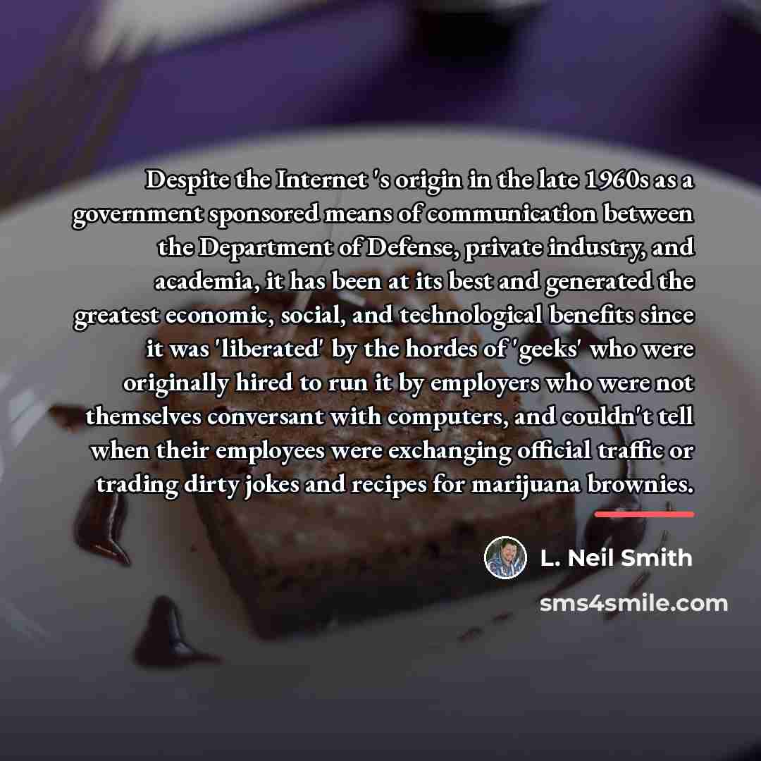 “Despite the Internet 's origin in the late 1960s as…” quote by L. Neil Smith