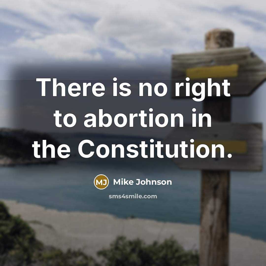 “There is no right to abortion in the Constitution.…” quote by Mike Johnson