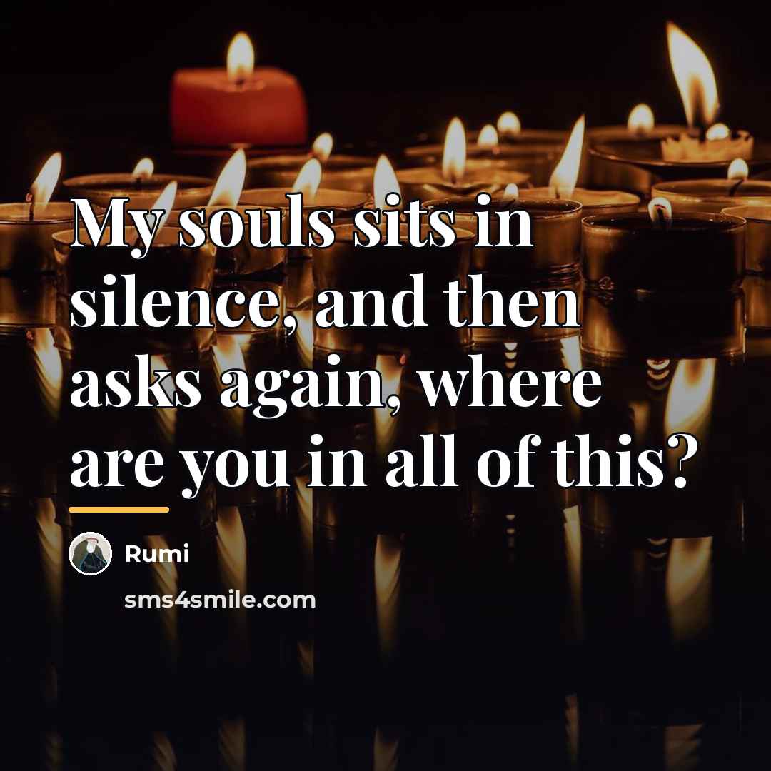 “My souls sits in silence, and then asks again, where…” quote by Rumi