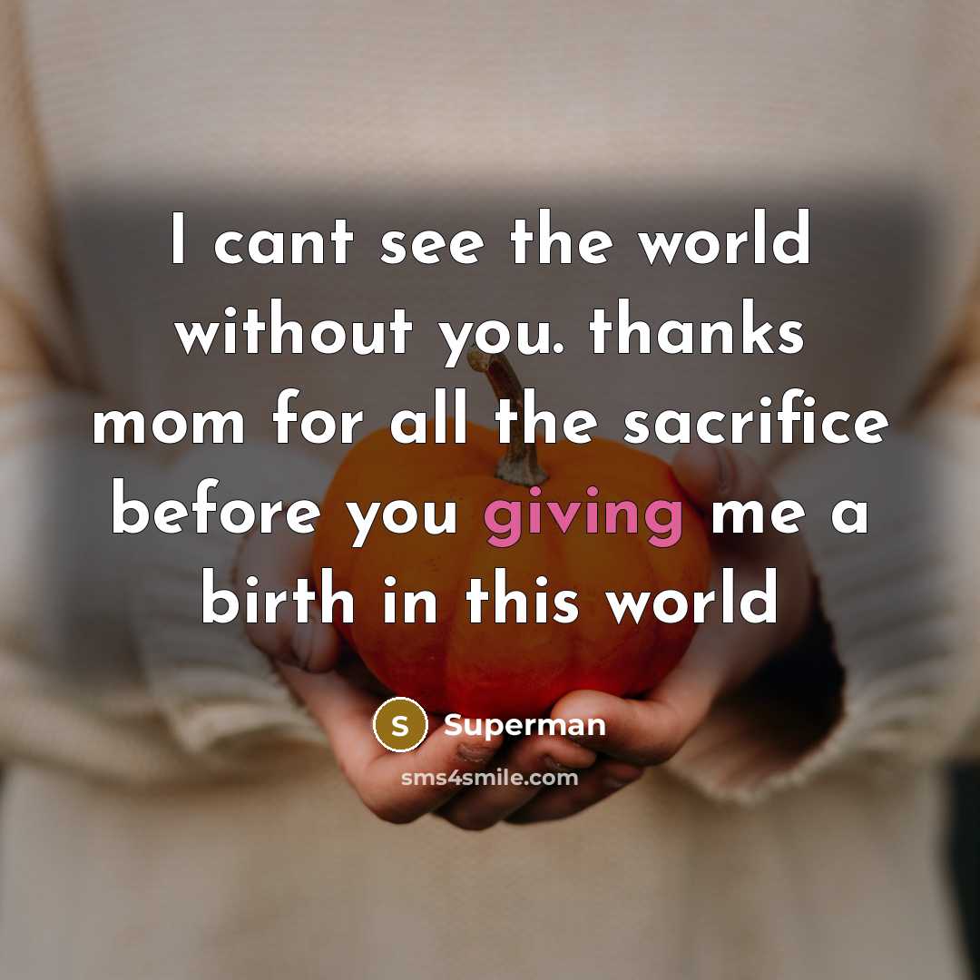 “I cant see the world without you. thanks mom for…” quote by Superman
