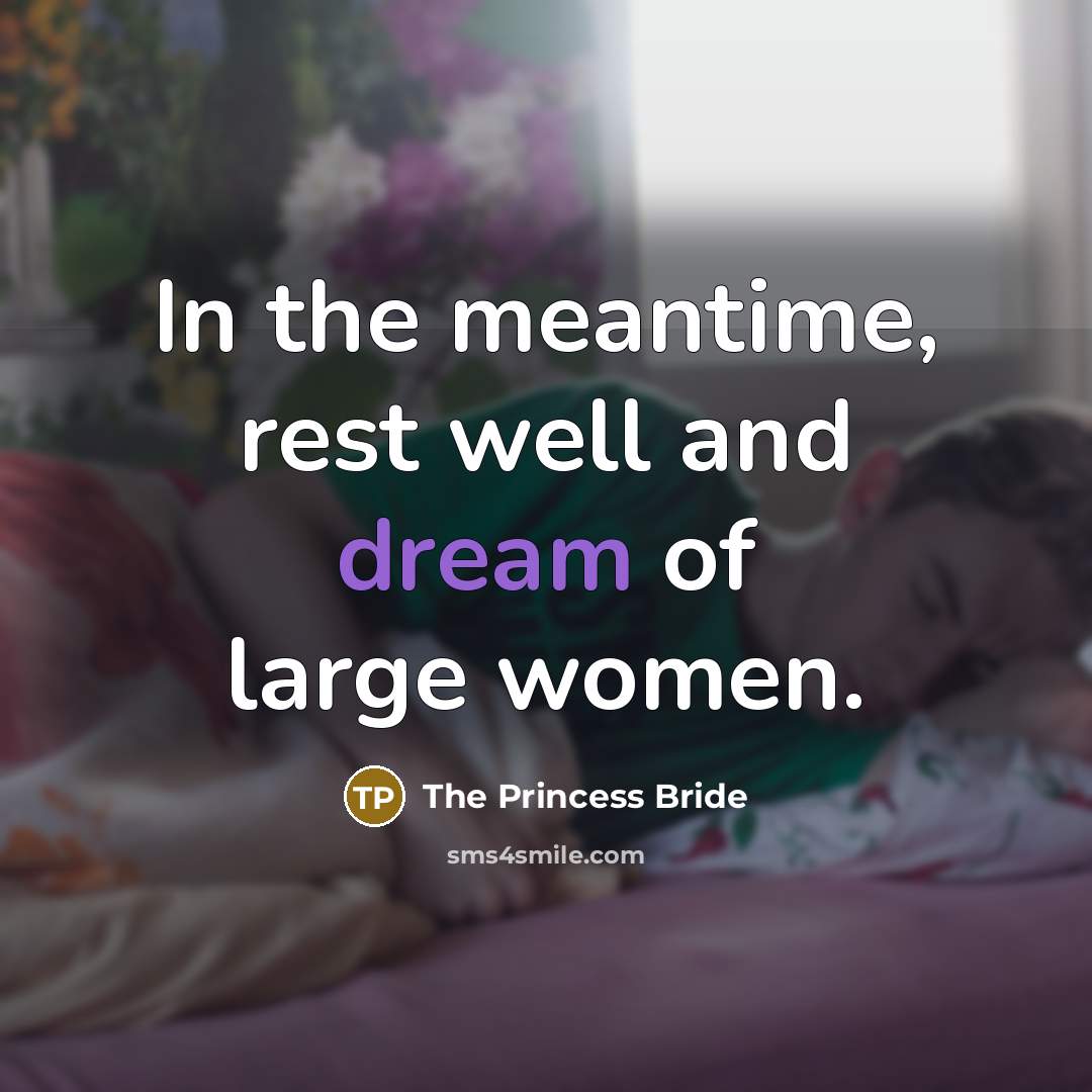 “In the meantime, rest well and dream of large women.…” quote by The Princess Bride