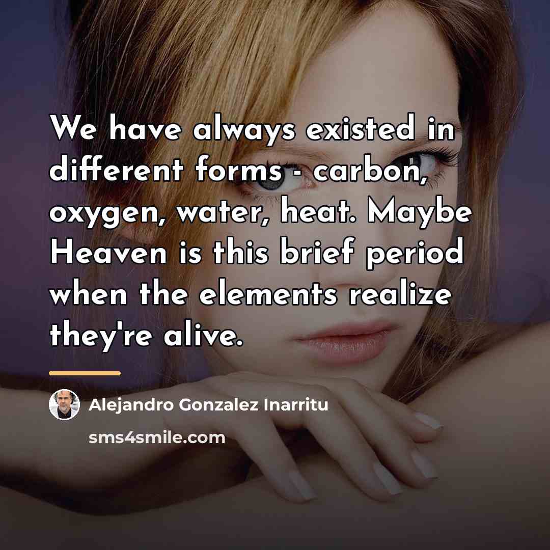 “We have always existed in different forms - carbon, oxygen,…” quote by Alejandro Gonzalez Inarritu