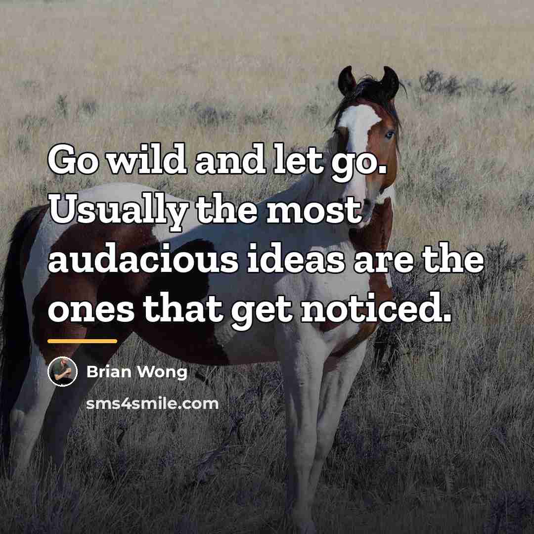 “Go wild and let go. Usually the most audacious ideas…” quote by Brian Wong