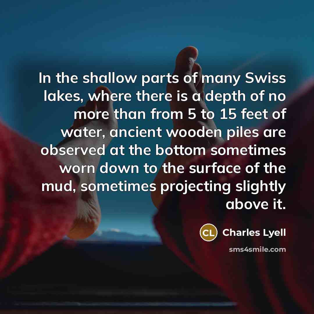“In the shallow parts of many Swiss lakes, where there…” quote by Charles Lyell