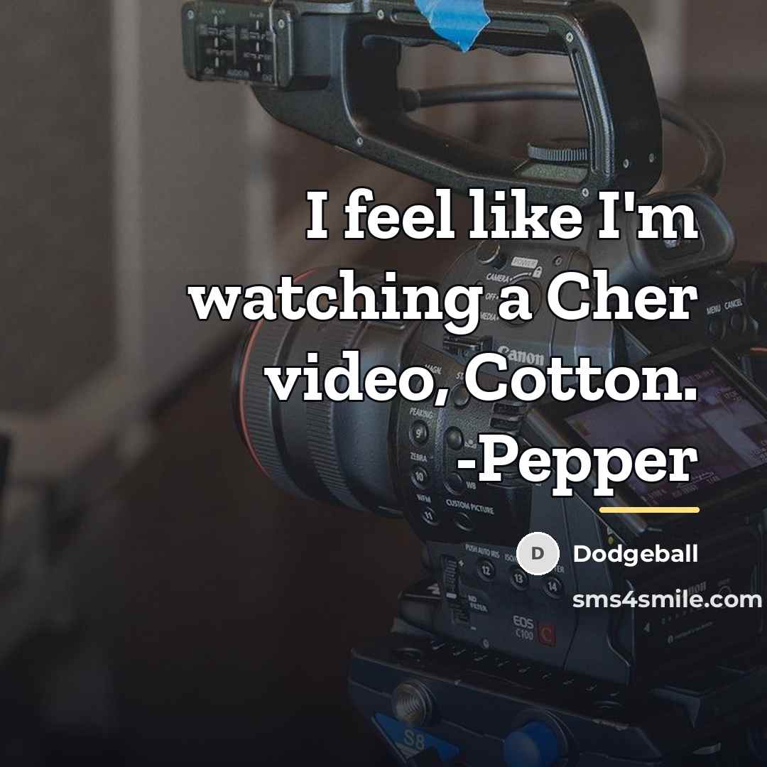 “I feel like I'm watching a Cher video, Cotton. -Pepper…” quote by Dodgeball