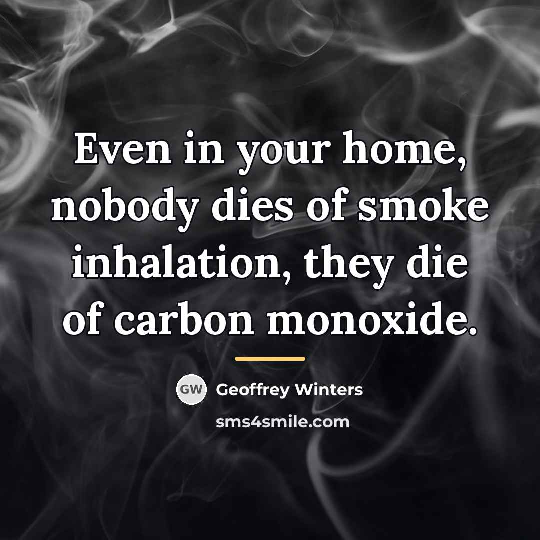 “Even in your home, nobody dies of smoke inhalation, they…” quote by Geoffrey Winters