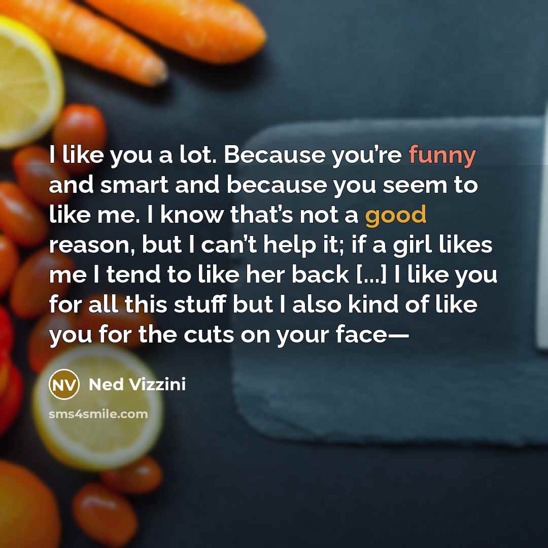 “I like you a lot. Because you’re funny and smart…” quote by Ned Vizzini