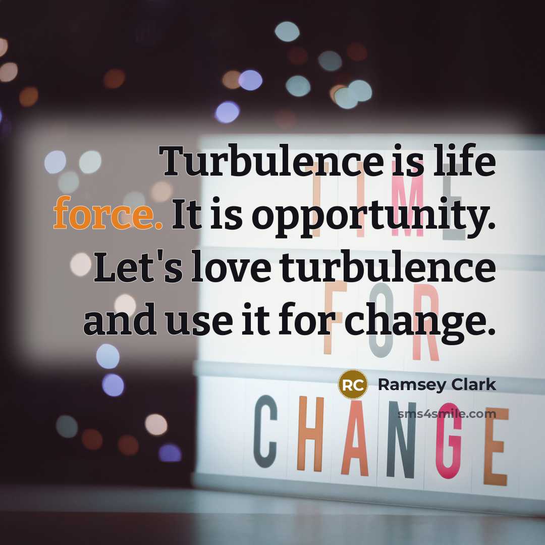 “Turbulence is life force. It is opportunity. Let's love turbulence…” quote by Ramsey Clark