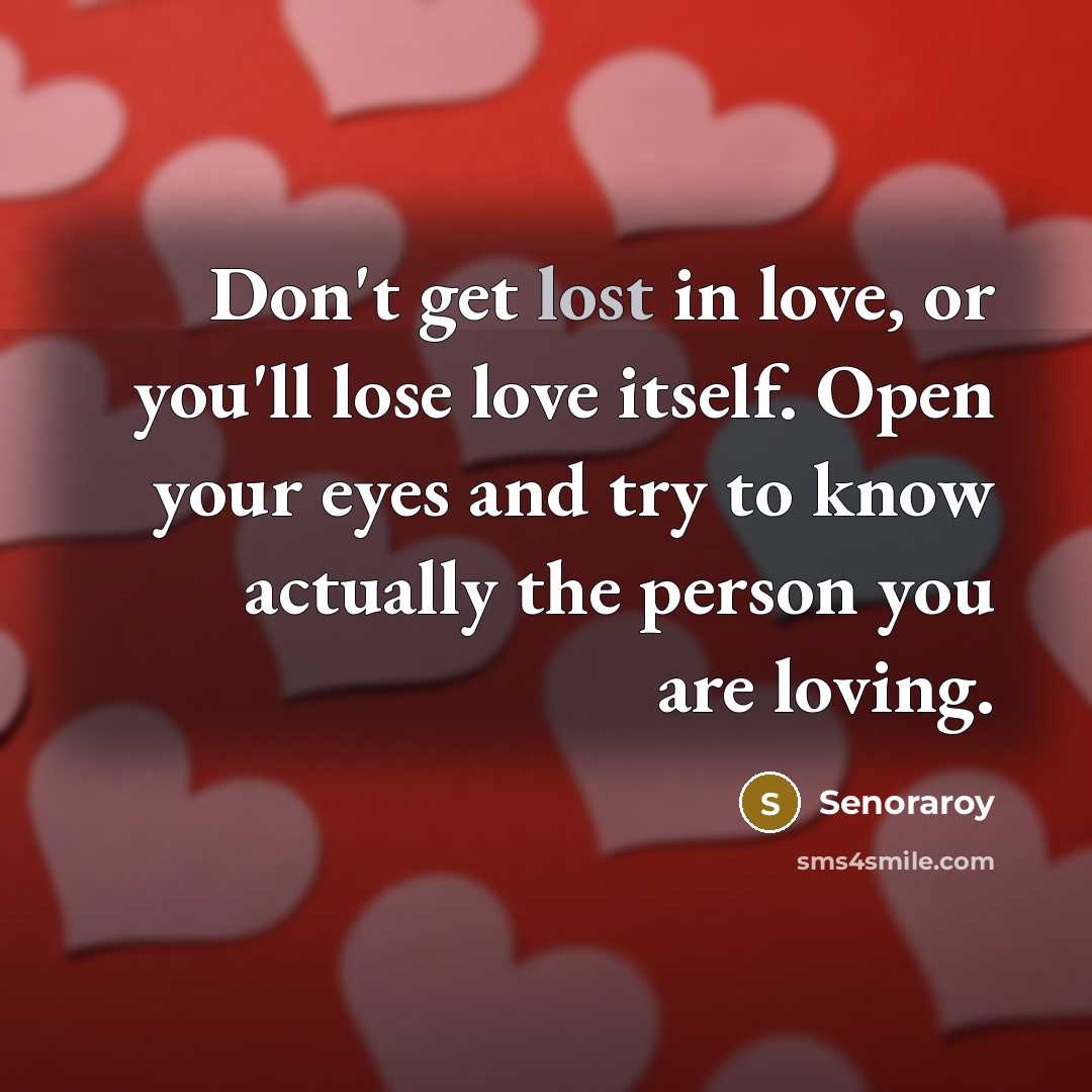 “Don't get lost in love, or you'll lose love itself.…” quote by Senoraroy